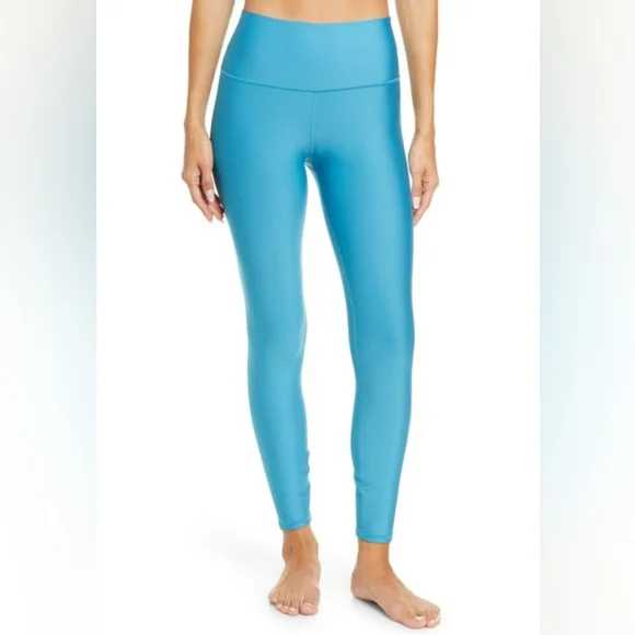 Alo Yoga Airlift High Waist 7/8 Leggings In Blue Splash Sz Large - Picture 1 of 6